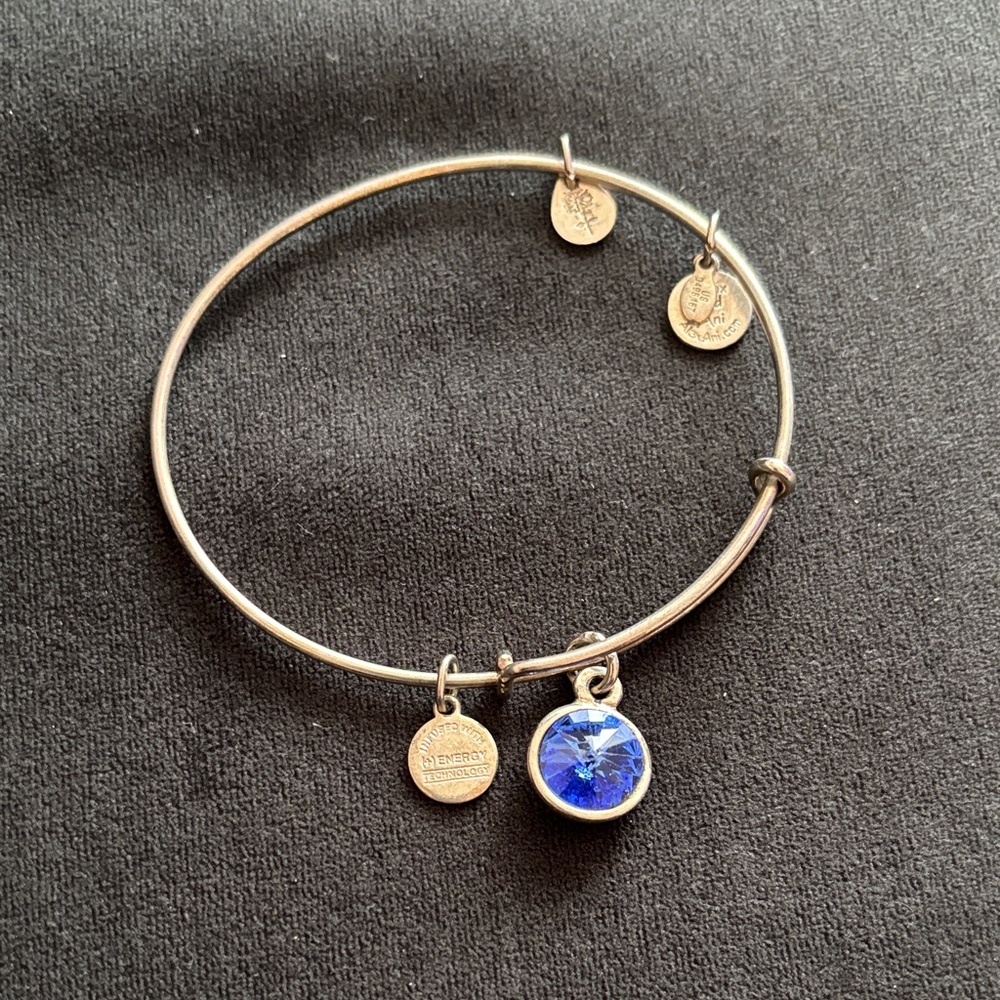 Alex and Ani Silver Bracelet with Blue Charm
